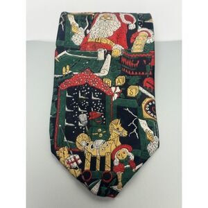 Cape Cod Neckwear Christmas Santa Claus‎ Toy Print Silk Necktie Vintage